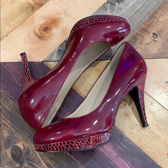 Enzo Angiolini Shoes - LAST CALL! Red Patent Leather Snake Skin Heels
